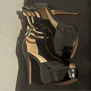 Black peep toe heels 11.5
